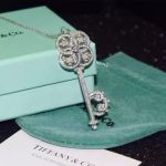 T I F F I NY & C o 925 Sterling Silver Diamond Key Necklace - Replica Jewelry
